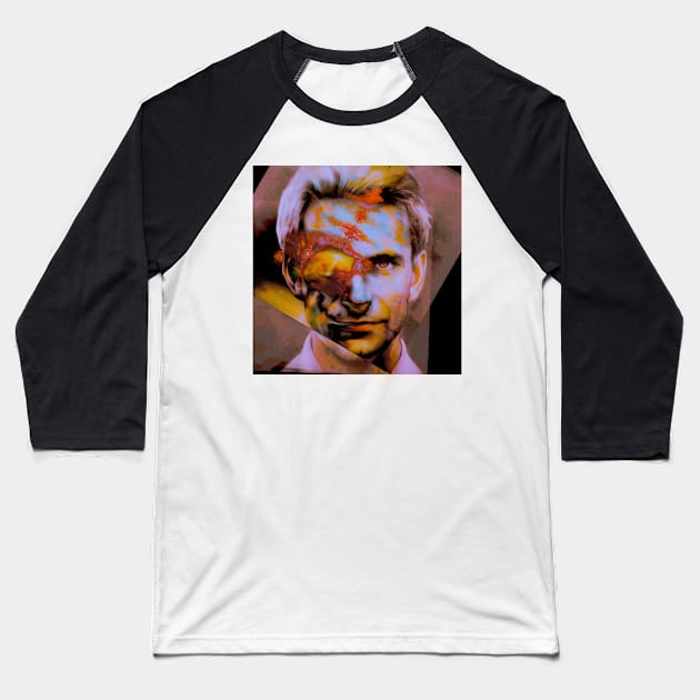 A Series of Voices - Trippy Glitch Art Portrait Baseball T-Shirt by raspberry-tea